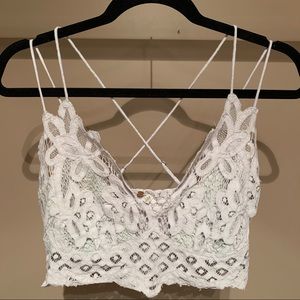 Free People Adella Grey Lace Bralette - Size Large